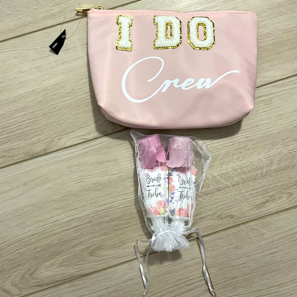 Bridesmaid swag gifts - cosmetic bag, soap, lotion